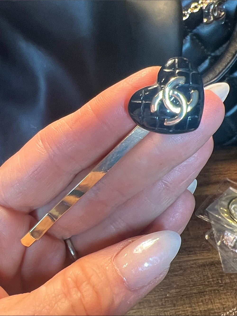 Black Heart Logo Hair Pin with Gold Accent